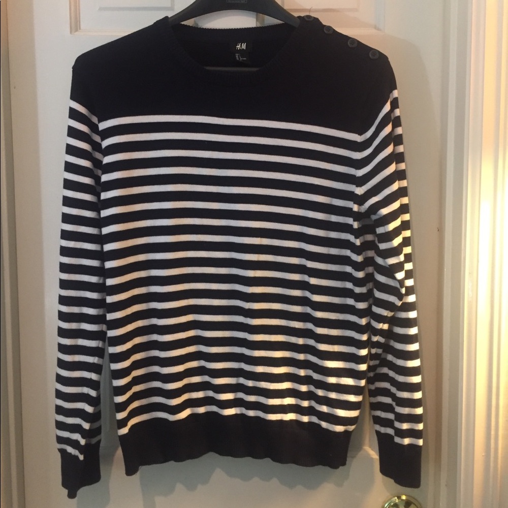 H&M Man Blue And White Stripe Sweater